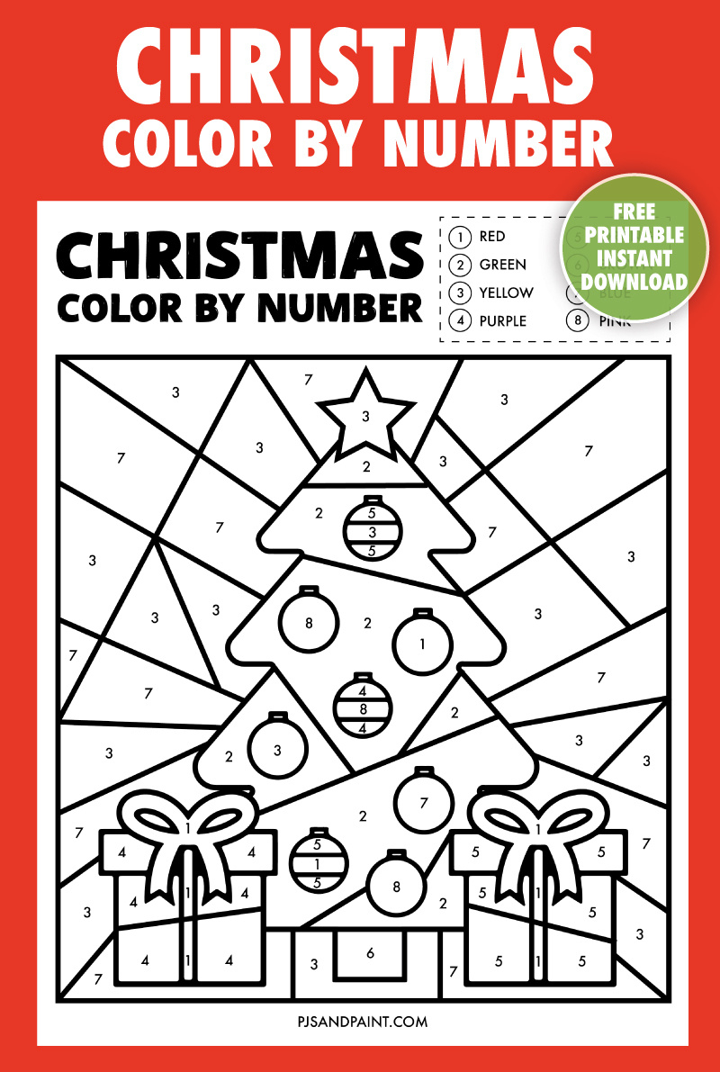 Free Printable Christmas Colornumber Worksheet - Pjs And Paint in Free Printable Color By Number Christmas