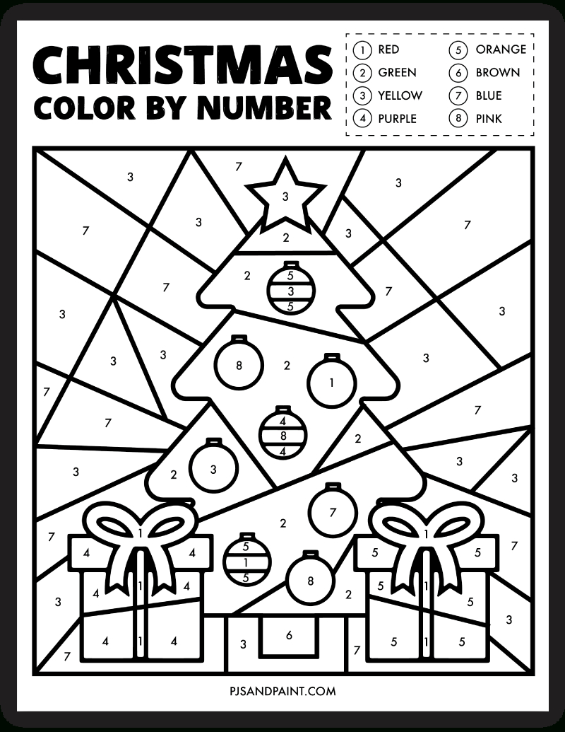 Free Printable Christmas Colornumber Worksheet - Pjs And Paint regarding Free Printable Color By Number Christmas