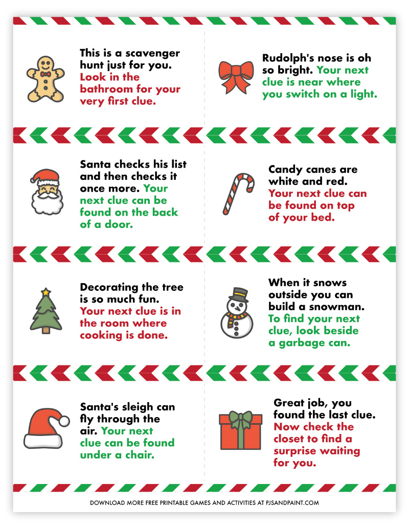 Free Printable Christmas Scavenger Hunt - Pjs And Paint in Free Printable Christmas Scavenger Hunt