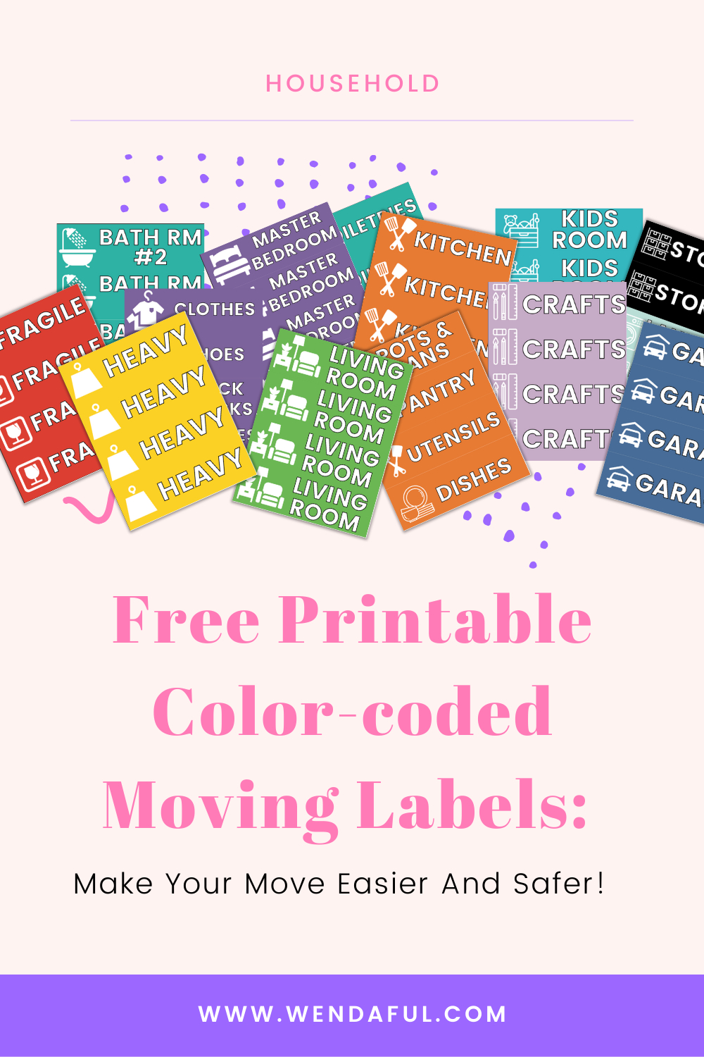 Free Printable Color-Coded Moving Labels: Make Your Move Easier within Printable Labels For Moving Boxes