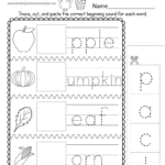Free Printable Fall Beginning Sounds Worksheet Regarding Free Printable Beginning Sounds Worksheets