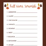 Free Printable Fall Word Scramble   Pjs And Paint For Free Printable Word Scramble