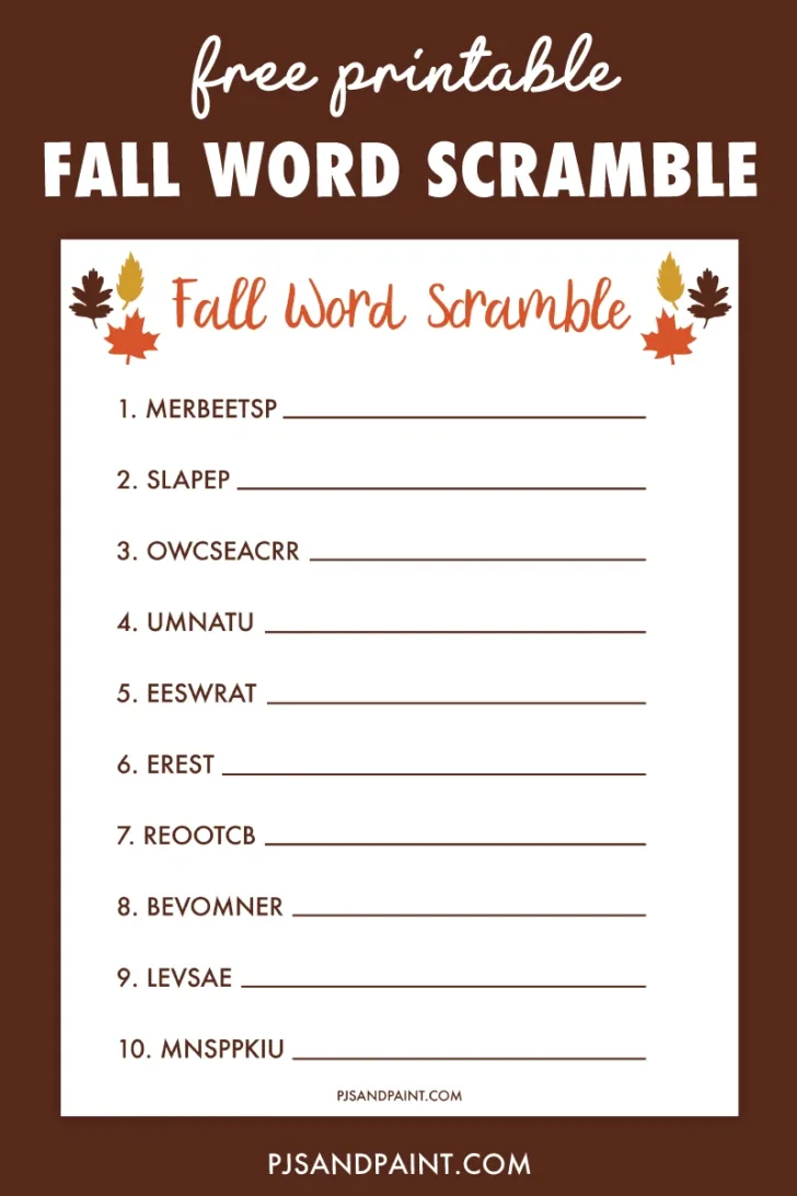 Free Printable Word Scramble