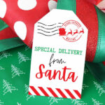 Free Printable "From Santa" Gift Tags For Christmas   Aubree Originals Inside Free Printable Gift Labels From Santa
