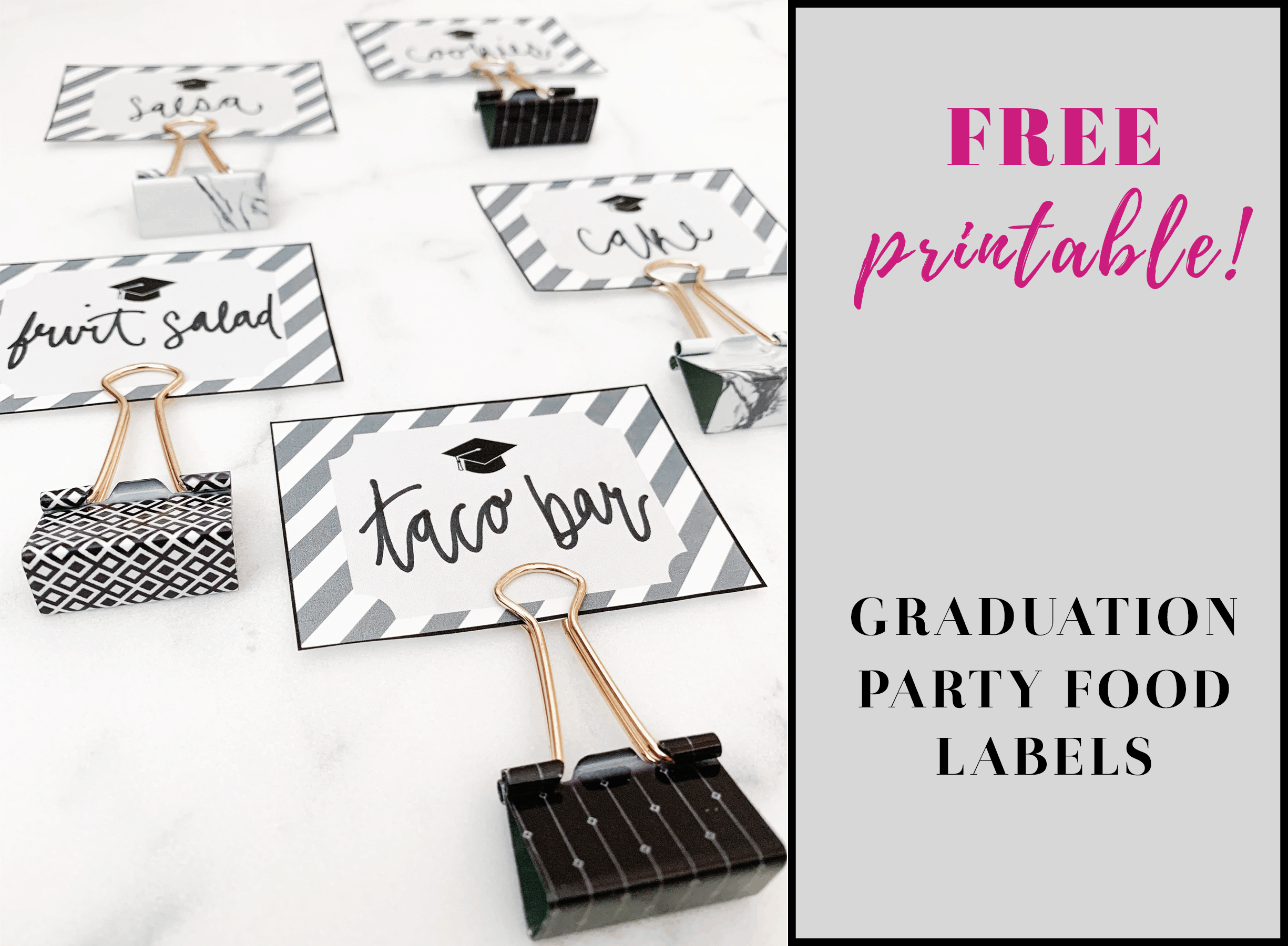 Free Printable Graduation Party Food Labels -Sophia Lee pertaining to Food Labels For Party Printable