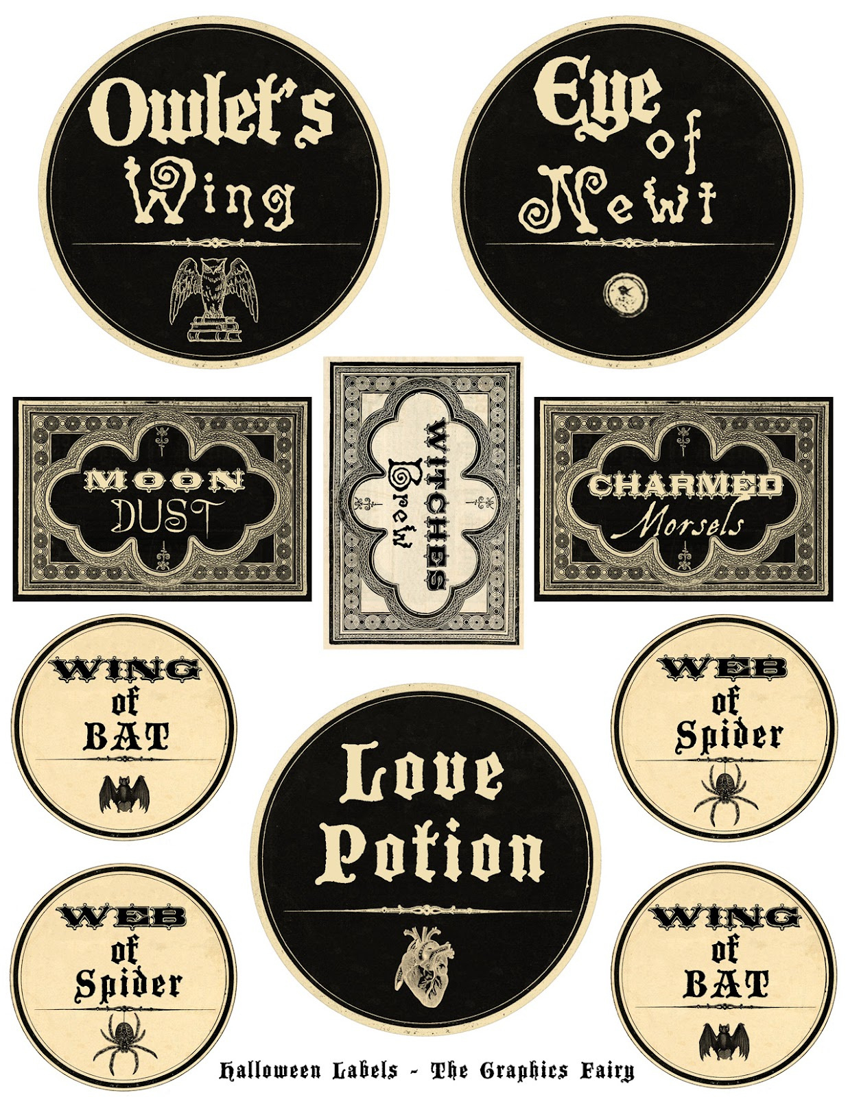 Free Printable Halloween Labels – Potions in Printable Witches Brew Label