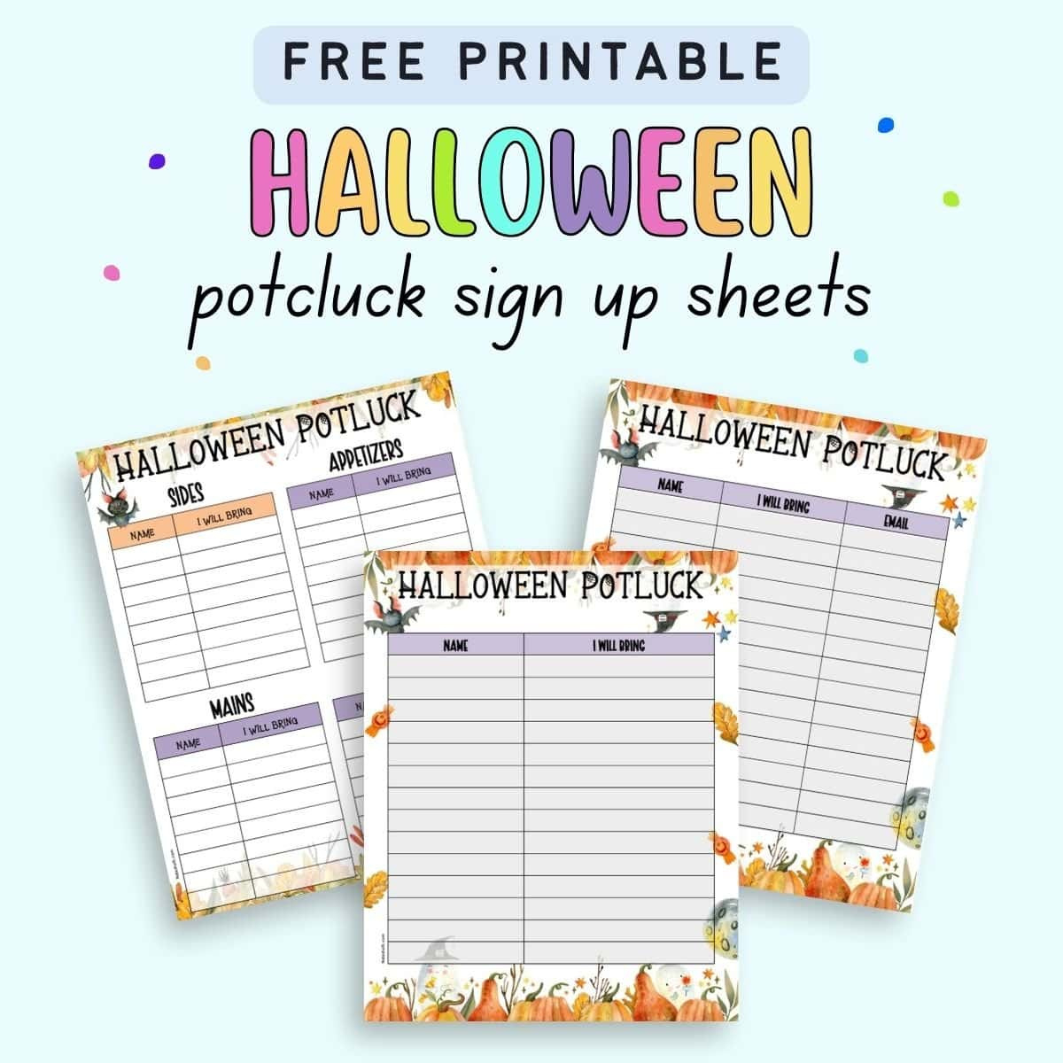 Free Printable Halloween Potluck Sign Up Sheet - The Artisan Life with Free Printable Halloween Party Sign Up Sheet