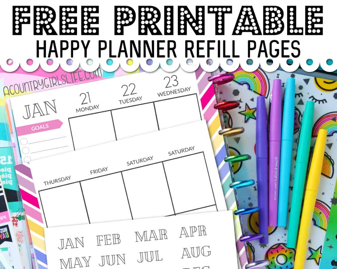 Free Printable Happy Planner Refill Pages {Classic Sized} - A throughout Free Printable For The Happy Planner