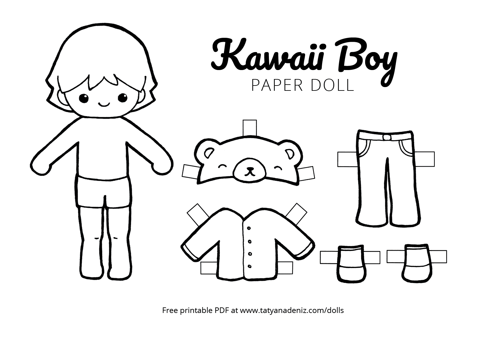 Free Printable Kawaii Paper Dolls Colouring Pages regarding Free Printable Cut Out Paper Dolls