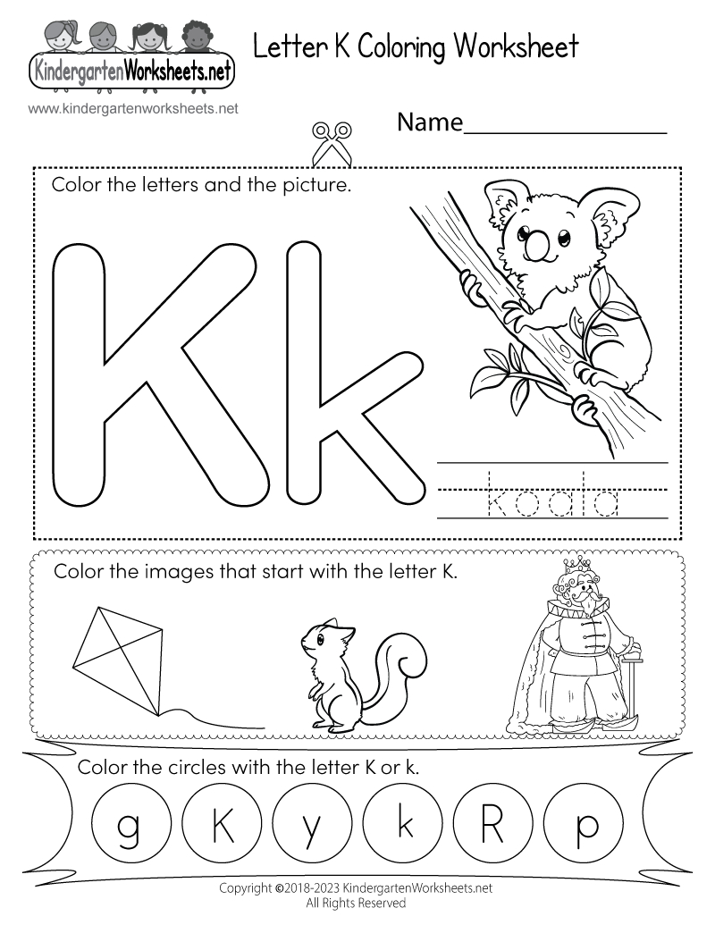 Free Printable Letter K Coloring Worksheet regarding Free Printable Letter K Worksheets
