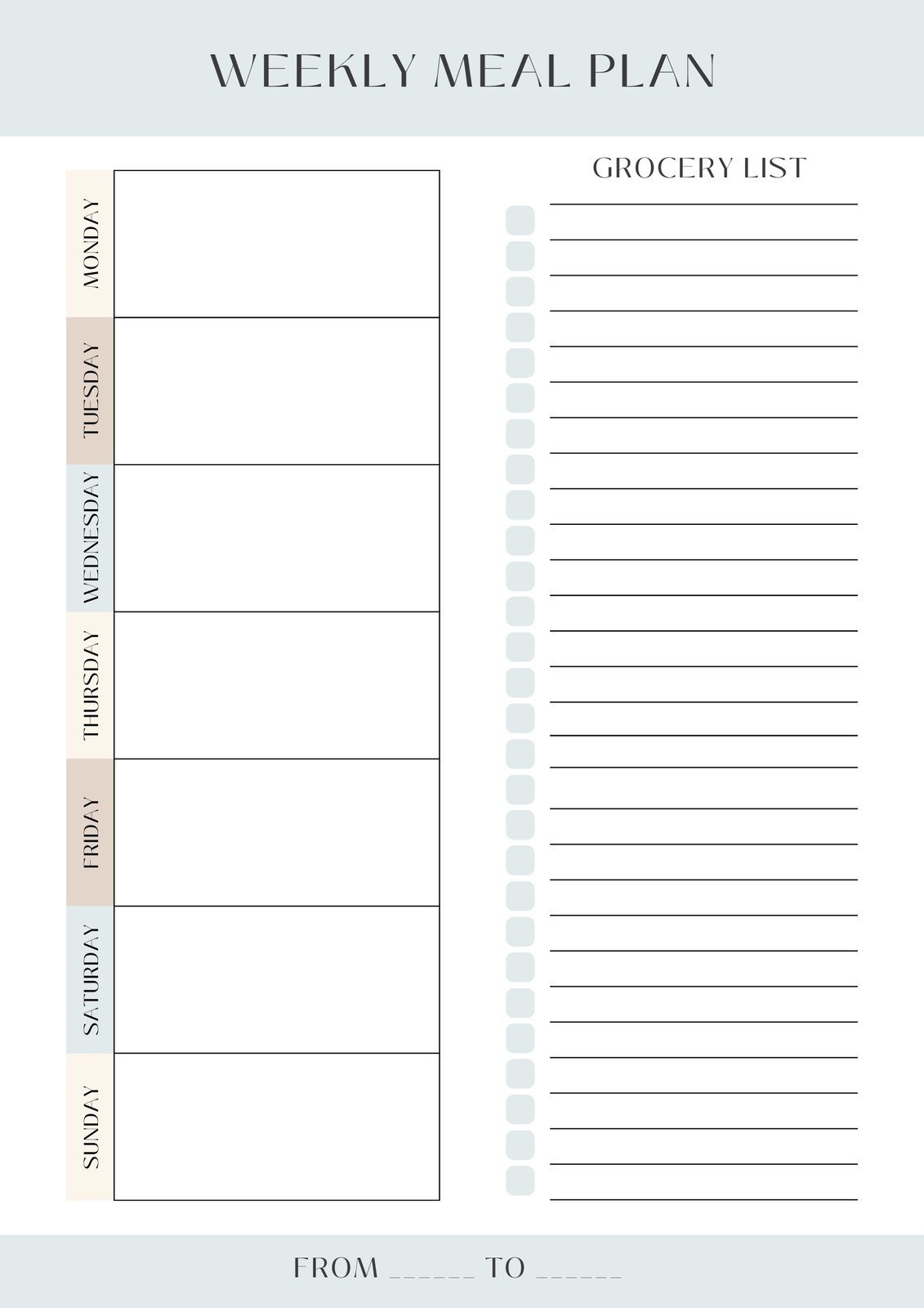Free Printable Meal Planner Templates To Edit Online | Canva pertaining to Free Printable Weekly Menu Planner