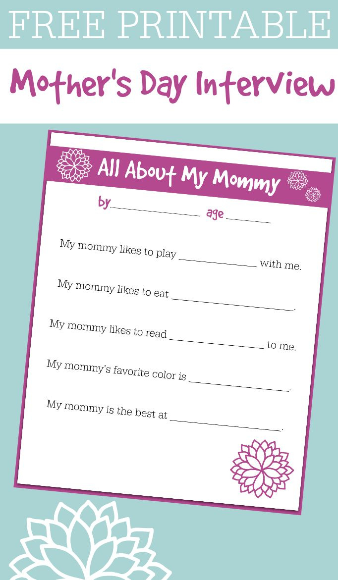 Free Printable Mother&amp;#039;S Day Interview For Kids pertaining to Free Printable Mother&amp;#039;S Day Questionnaire