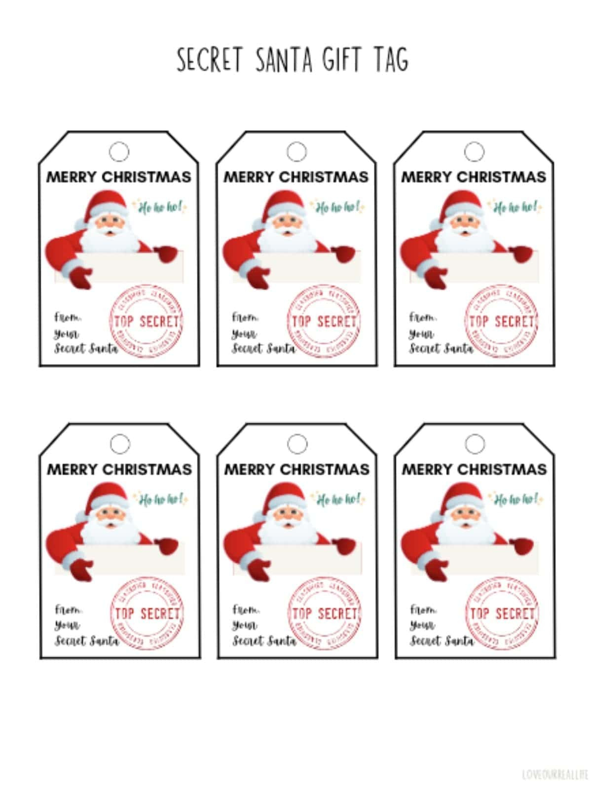 Free Printable Santa Gift Tags (Download Instantly To Print intended for Secret Santa Labels Printable