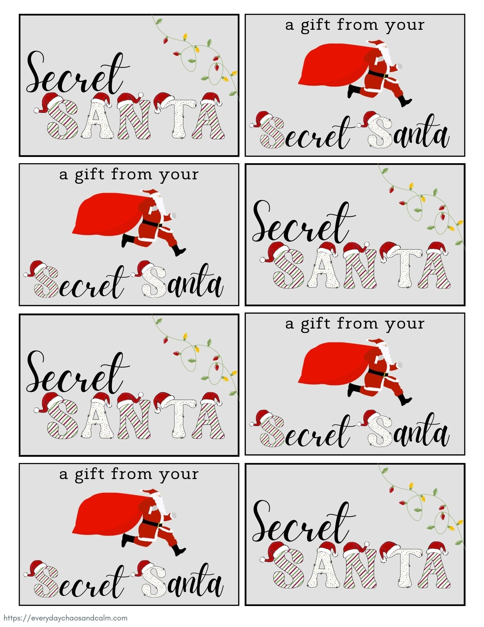 Free Printable Secret Santa Gift Tags pertaining to Printable Secret Santa Labels