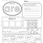 Free Printable Sight Word "Are" Worksheet Regarding Free Printable Worksheets Kindergarten Sight Words