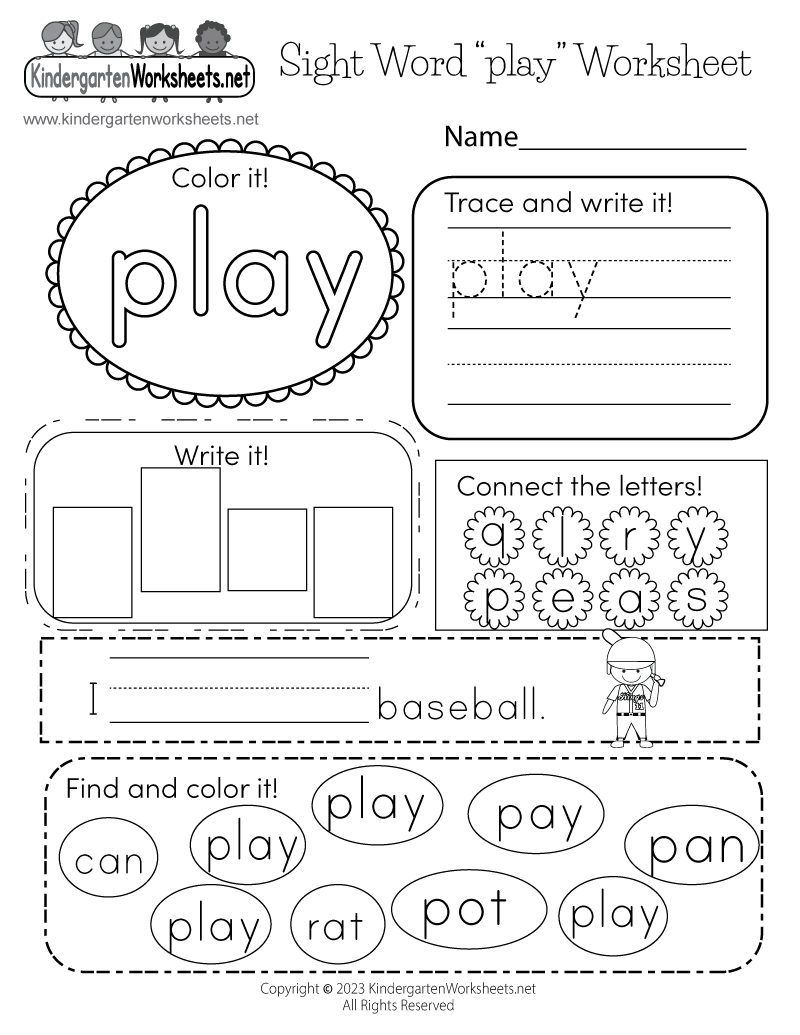 Free Printable Sight Words For Kindergarten - Printable Party Favors with regard to Free Printable Kindergarten Worksheets Sight Words