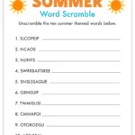 Free Printable Summer Word Scramble   Pjs And Paint Inside Free Printable Word Scramble
