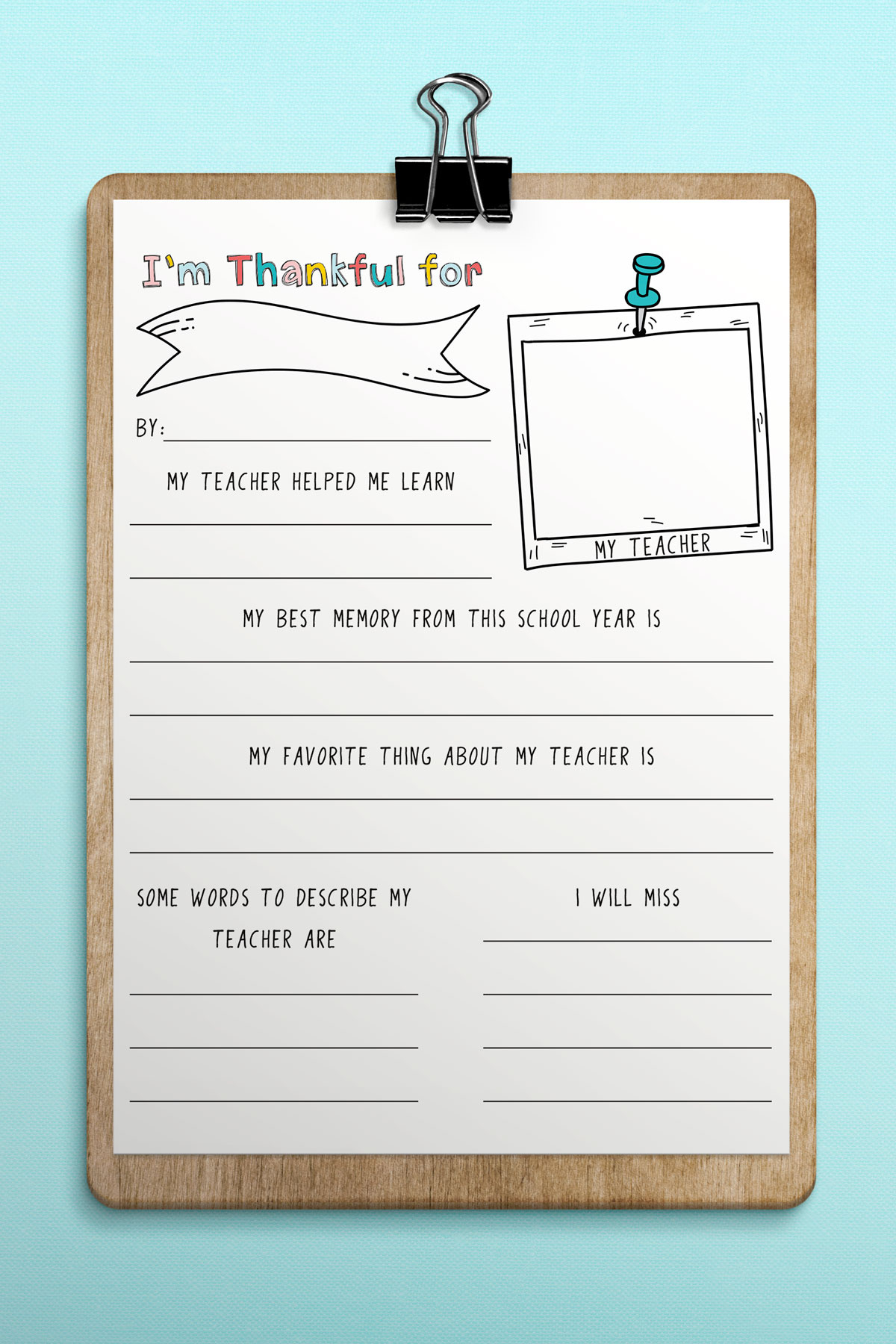 Free Printable Teacher Appreciation Questionnaire Gift in Free Printable Teacher Appreciation Questionnaire