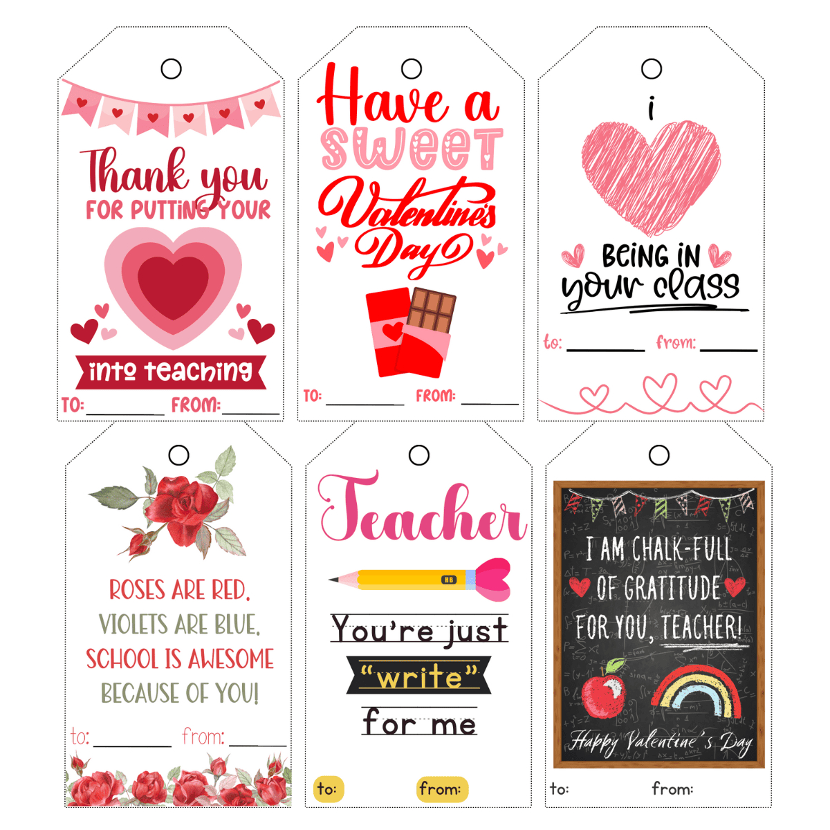 Free Printable Teacher Valentine Tags - Prudent Penny Pincher for Free Printable Valentine&amp;#039;S Day Cards For Teachers
