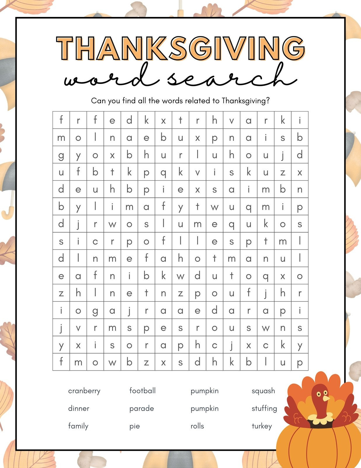 Free Printable Thanksgiving Worksheet Templates | Canva regarding Free Printable Worksheets For Thanksgiving