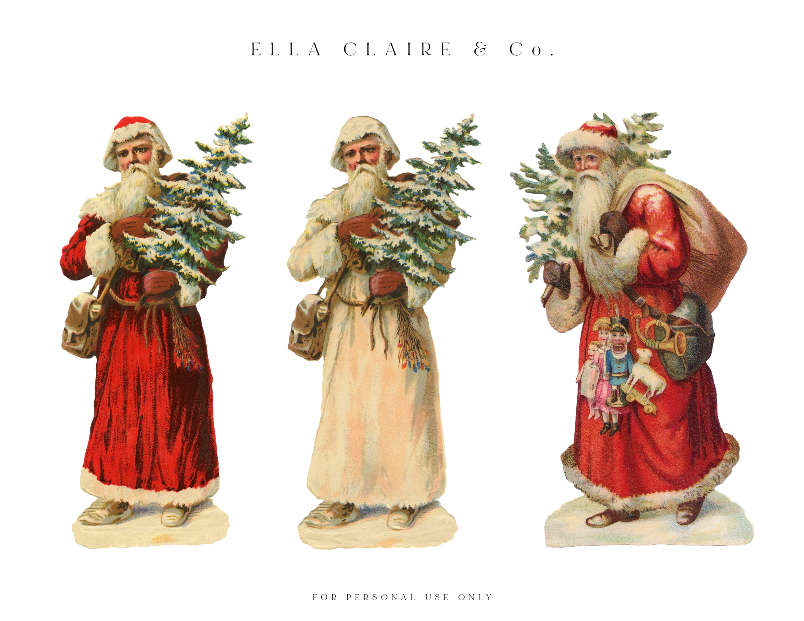 Free Printable Vintage Santas - Ella Claire &amp;amp; Co. pertaining to Free Printable Vintage Christmas Pictures