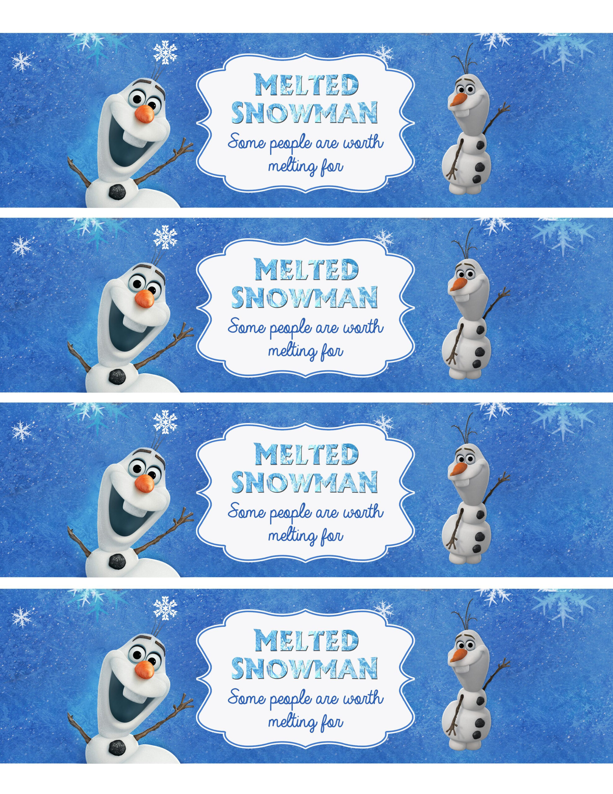 Free Printable Water Bottle Labels. | Disney Frozen Birthday in Melted Snow Water Bottle Labels Free Printable