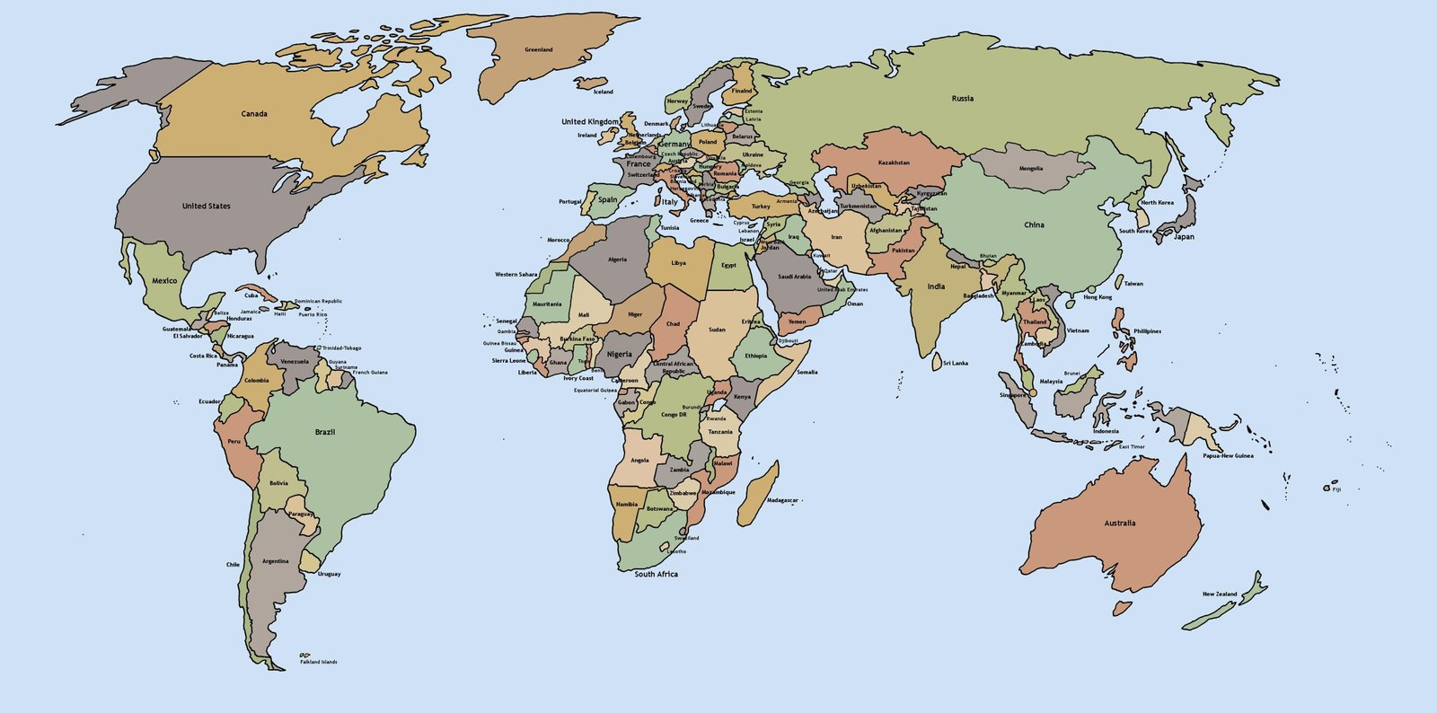 Free Printable World Map With Countries Template In Pdf with Printable World Map With Countries Labeled