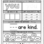 Free Printable You Sight Word Practice Worksheet – Simple Mom Project Inside Free Printable Kindergarten Sight Word Worksheets