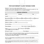 Free Psychotherapy Client Intake Form | Pdf | Word With Free Printable Counseling Intake Forms