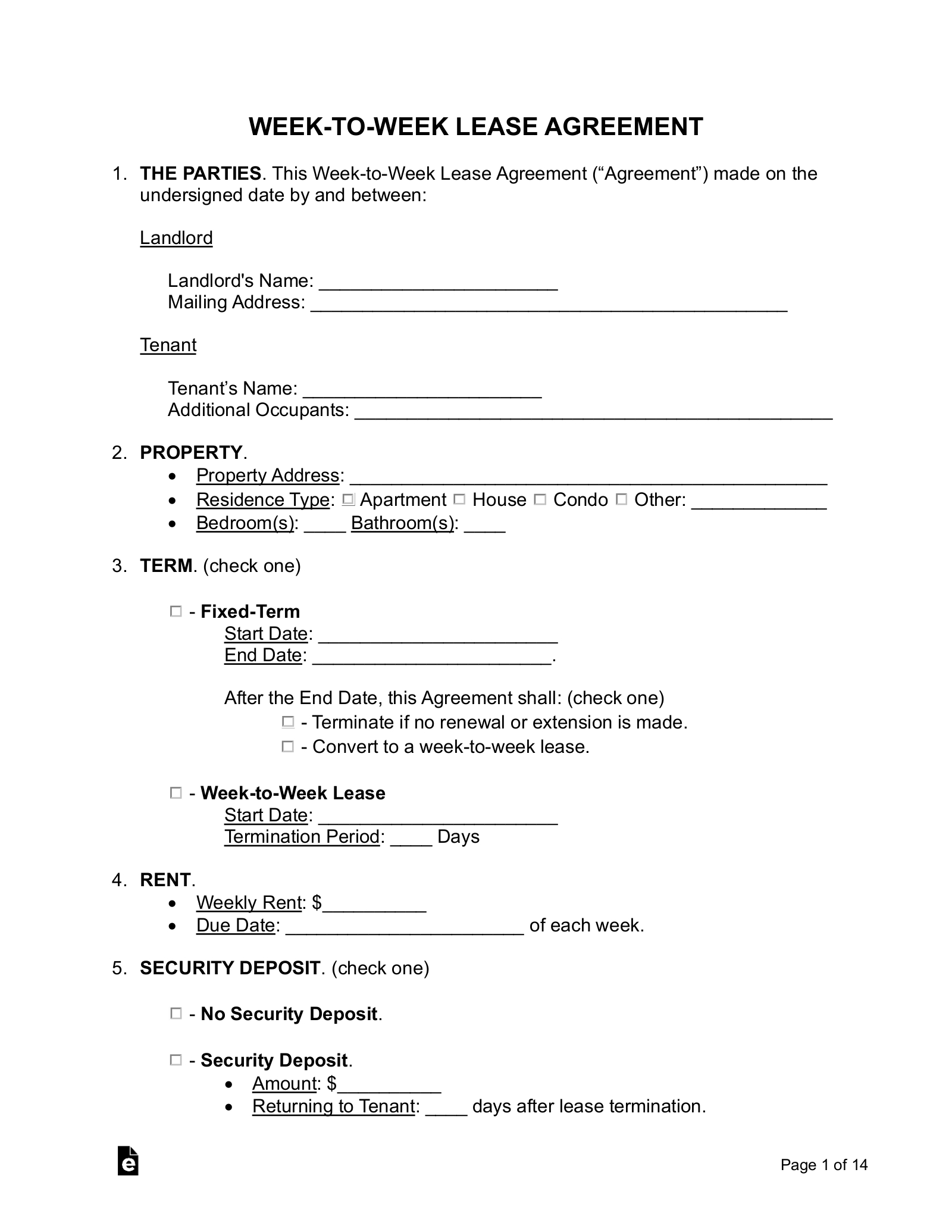 Free Rental / Lease Agreement Templates (15) - Pdf | Word – Eforms pertaining to Free Printable Rental Agreement Forms