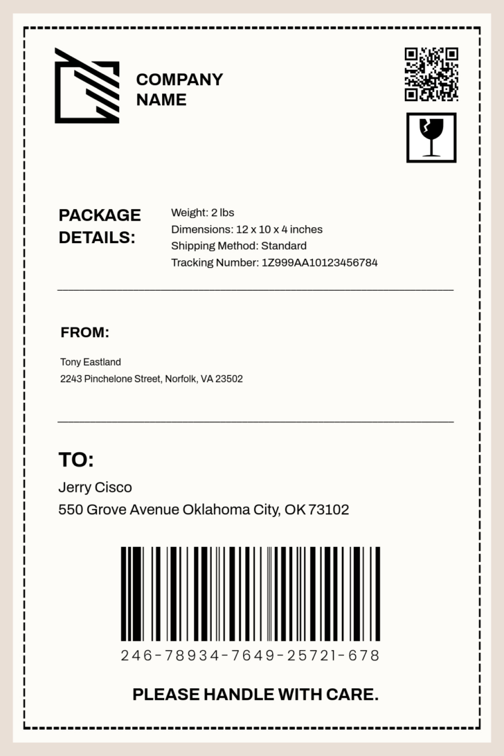 Printable Label Shipping