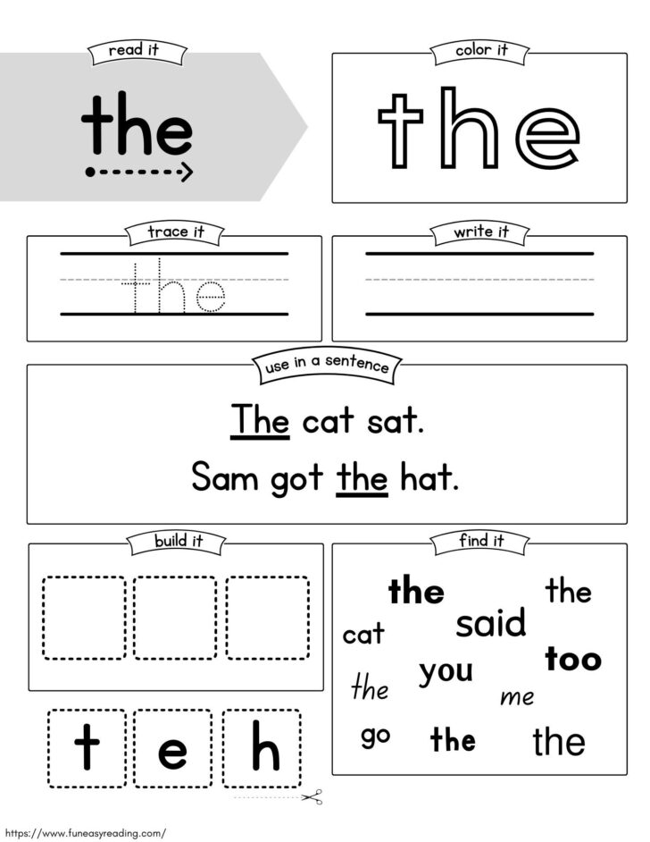 Free Printable Kindergarten Sight Word Worksheets