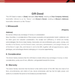Free Simple Gift Deed Template To Edit Online Regarding Free Printable Gift Deed Form