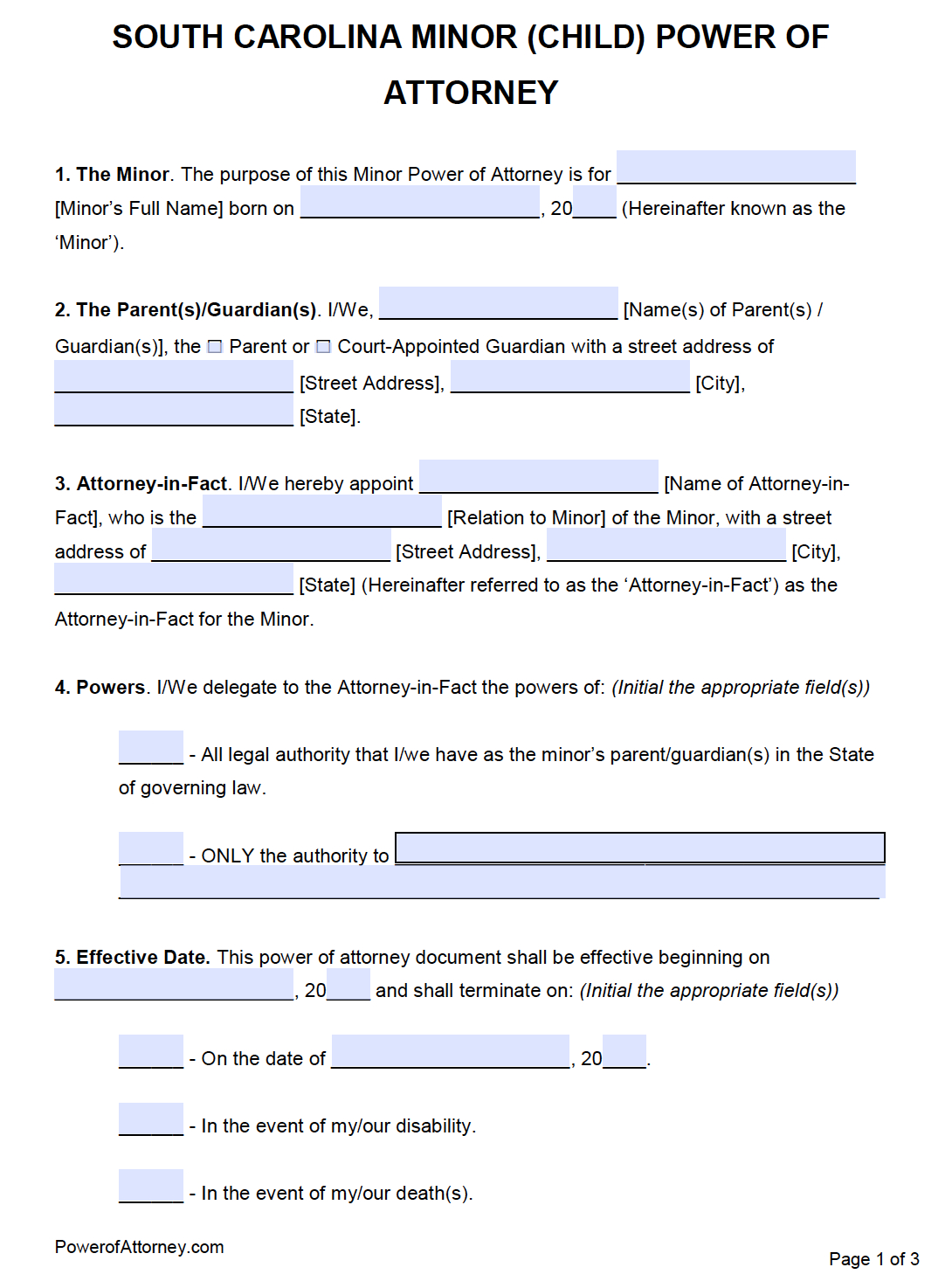 Free South Carolina Power Of Attorney Forms | Pdf Templates in Free Printable Durable Power Of Attorney Form South Carolina
