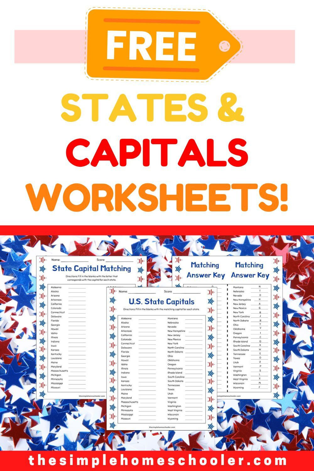 Free States &amp;amp; Capitals Worksheet Packet: Easy Print! - The Simple for Free Printable State and Capital Worksheets