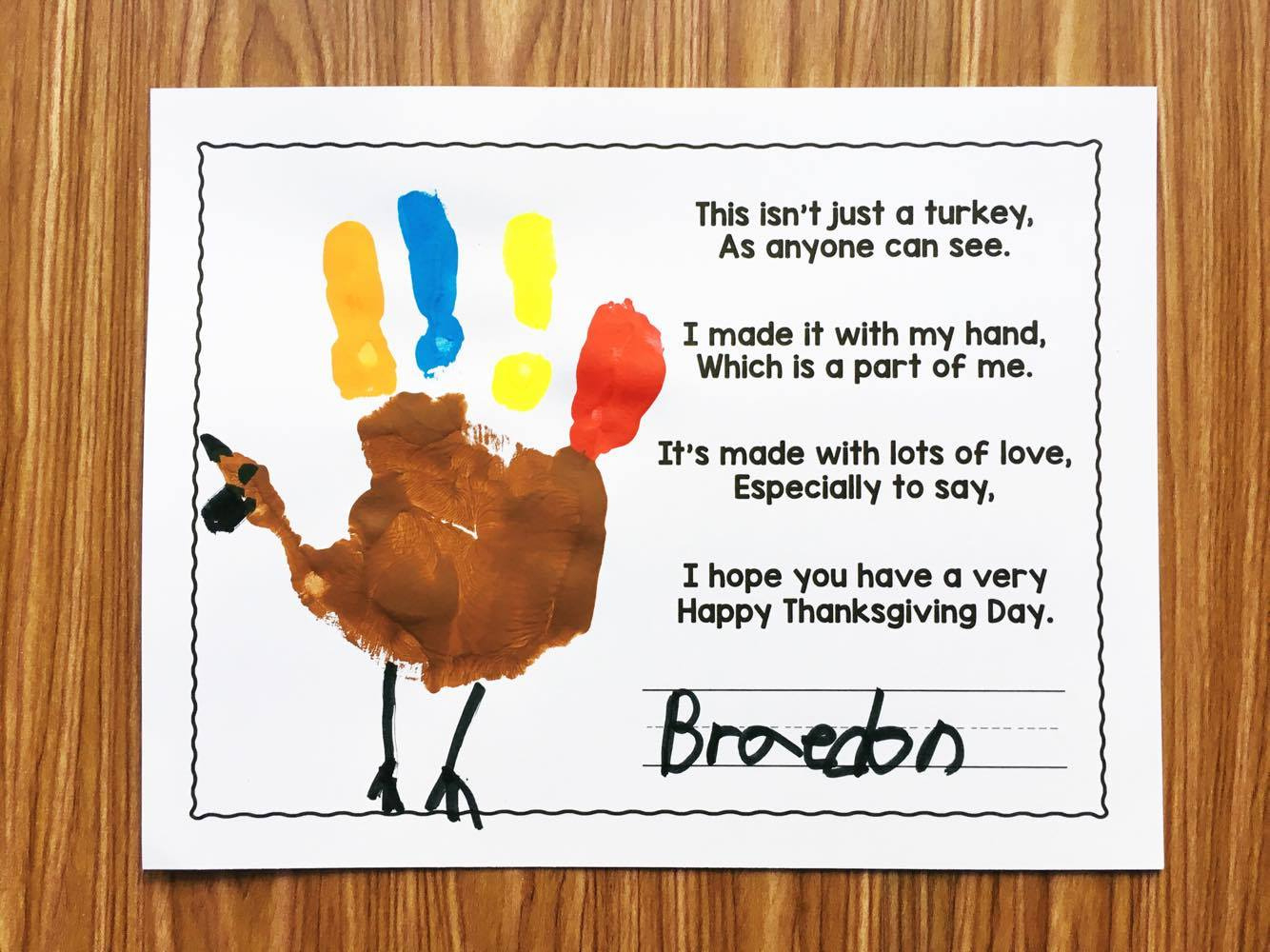 Free Turkey Handprint Poem - Simply Kinder throughout Free Printable Turkey Handprint Poem Printable