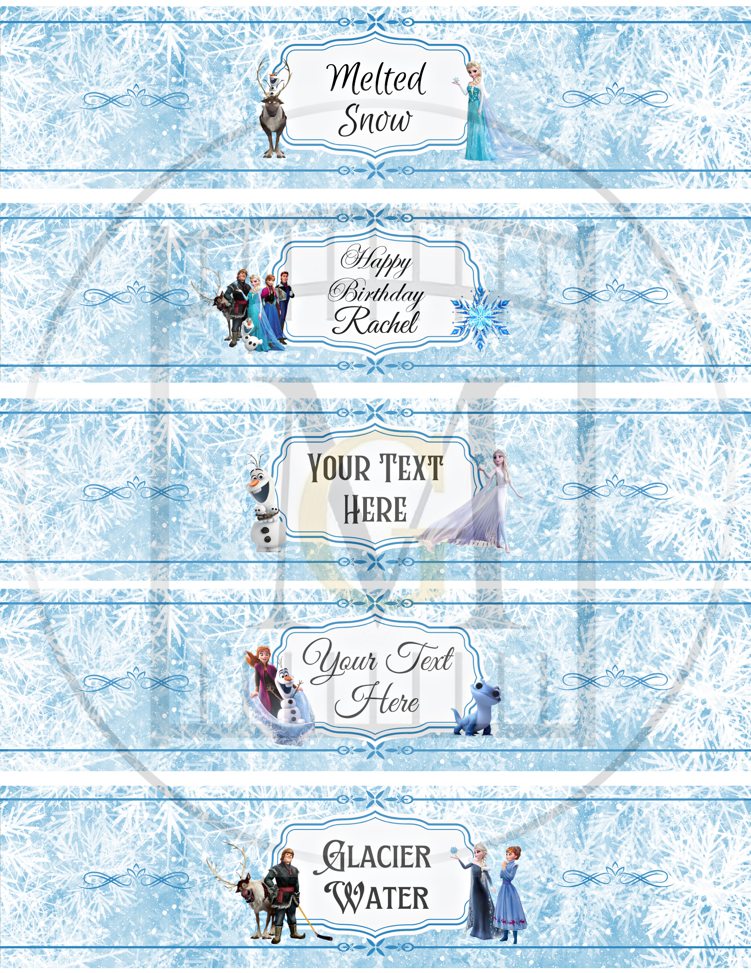 Frozen Birthday Party Water Bottle Editable Label Download · Major pertaining to Melted Snow Water Bottle Labels Free Printable