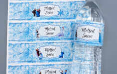 Frozen Birthday Party Water Bottle Editable Label Download · Major with Melted Snow Water Bottle Labels Free Printable