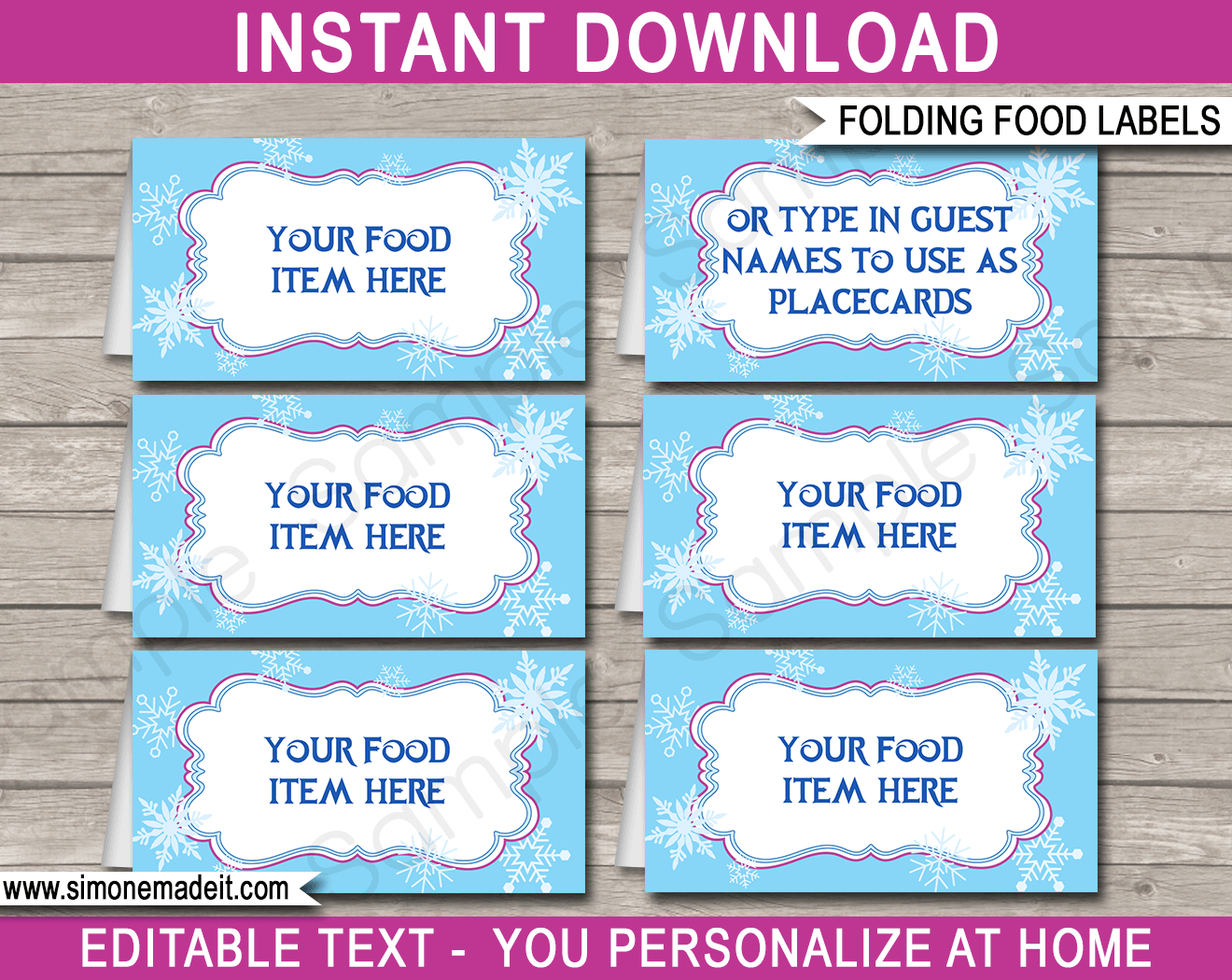 Frozen Party Food Labels Template inside Food Labels For Party Printable
