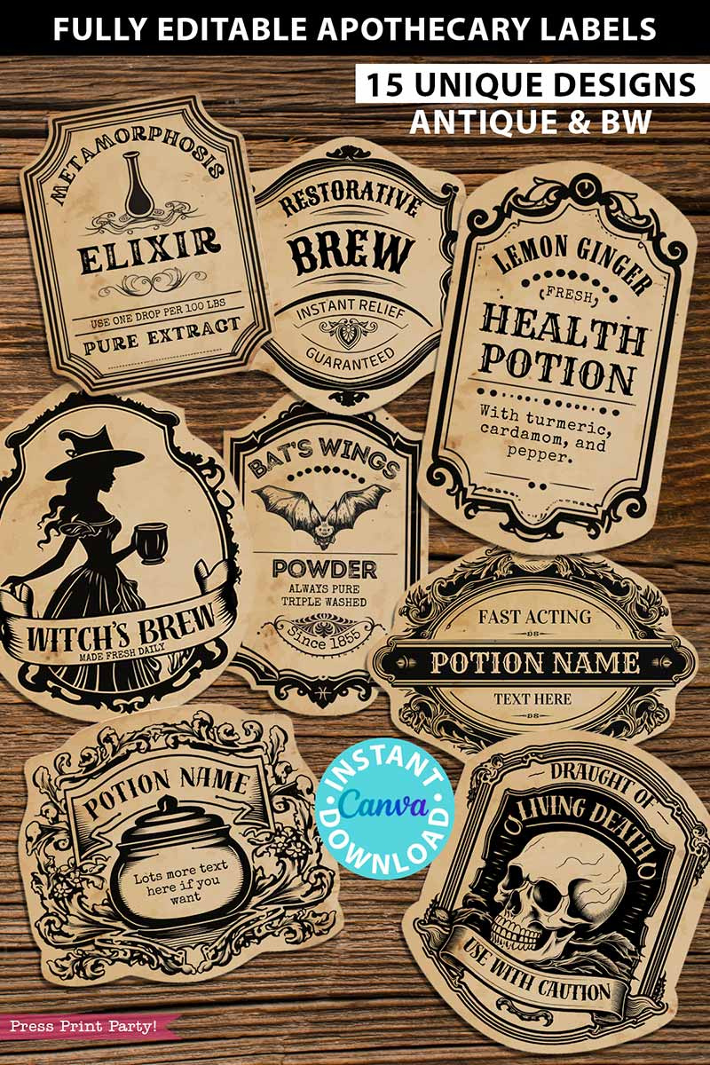 Fully Editable Vintage Apothecary Labels Printable for Vintage Labels Free Printable
