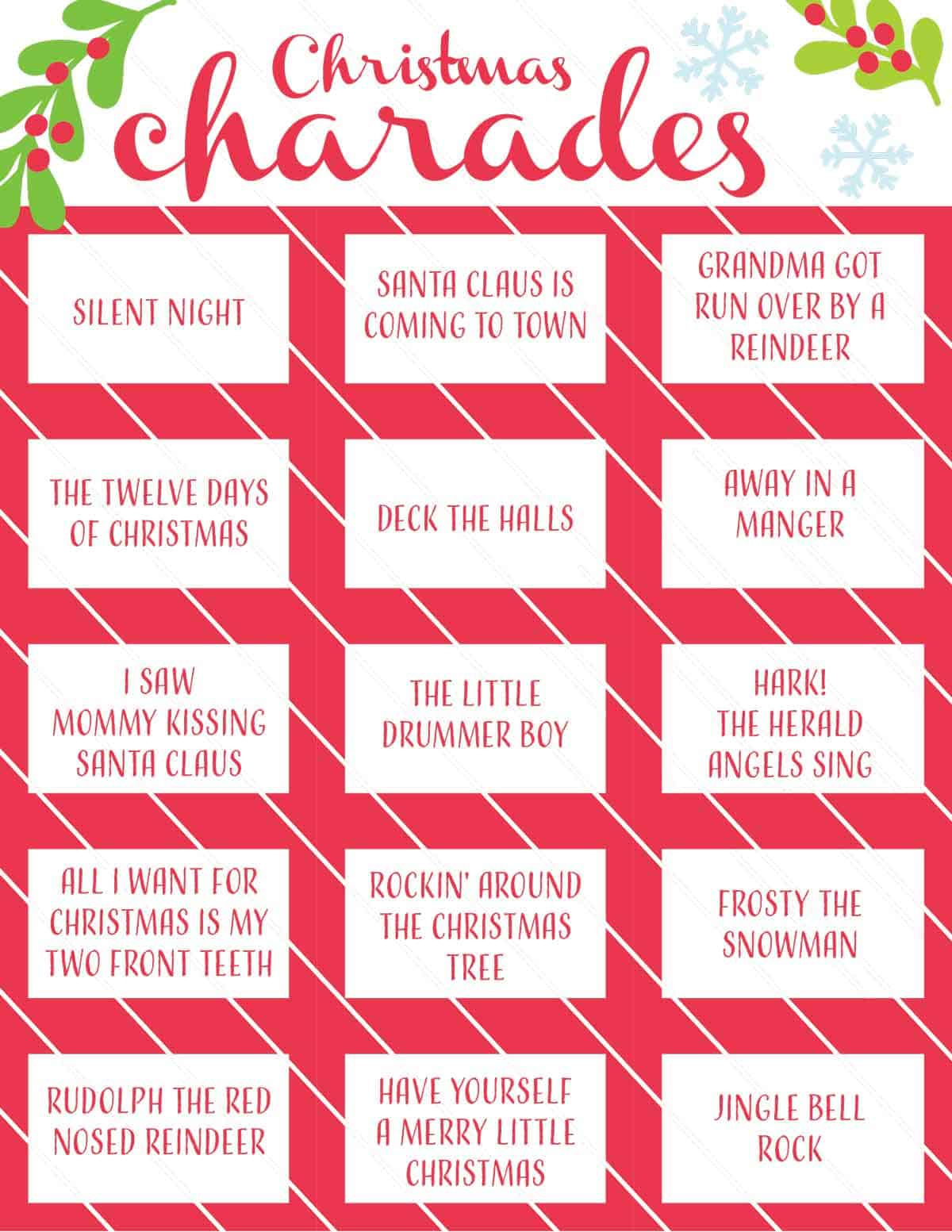 Fun Christmas Charades (Free Printable Game) | Skip To My Lou regarding Free Printable Christmas Charades Game