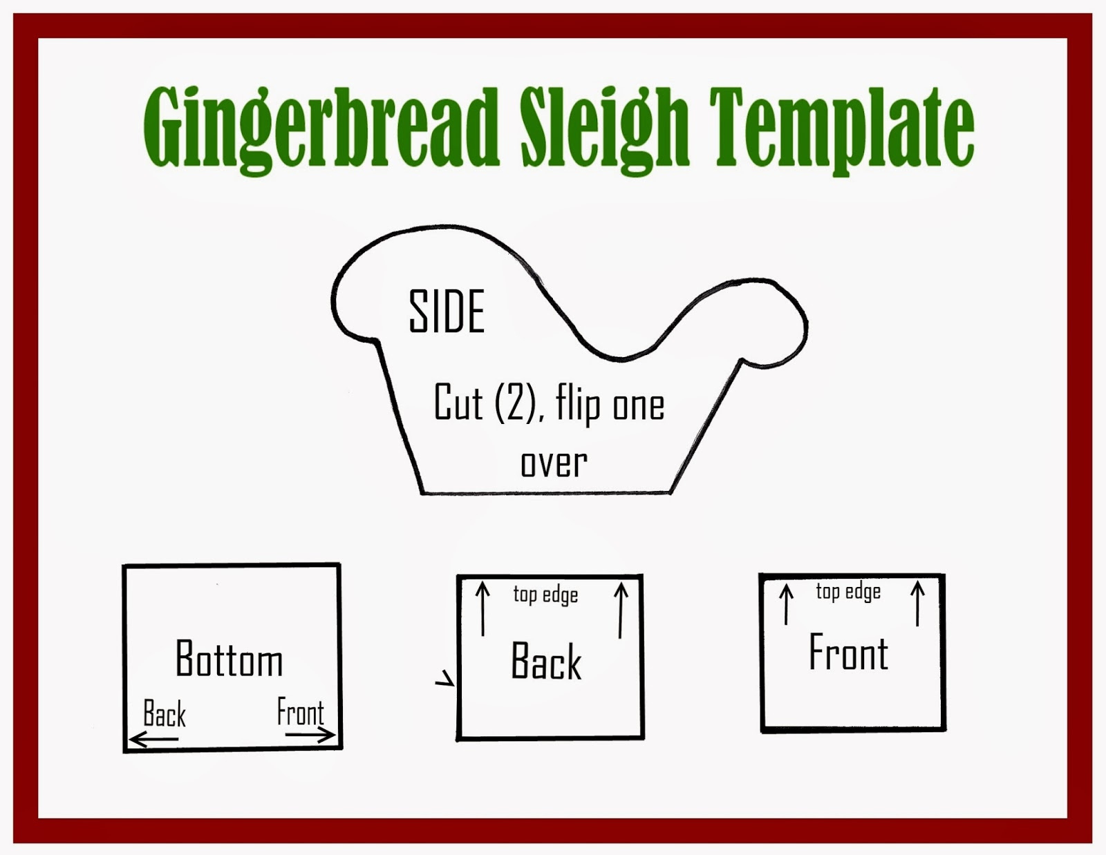 Gingerbread Sleigh Tutorial And Template intended for Free Printable Santa Sleigh Templates