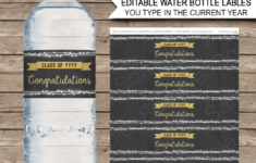 Graduation Party Water Bottle Labels Template - Gold in Free Printable Graduation Water Bottle Labels