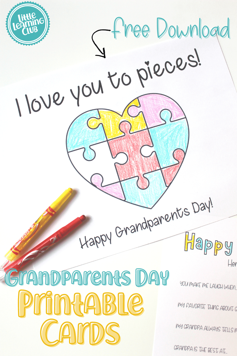 Grandparents Day Free Printable Cards - Little Learning Club with regard to Free Printable For Grandparents Day