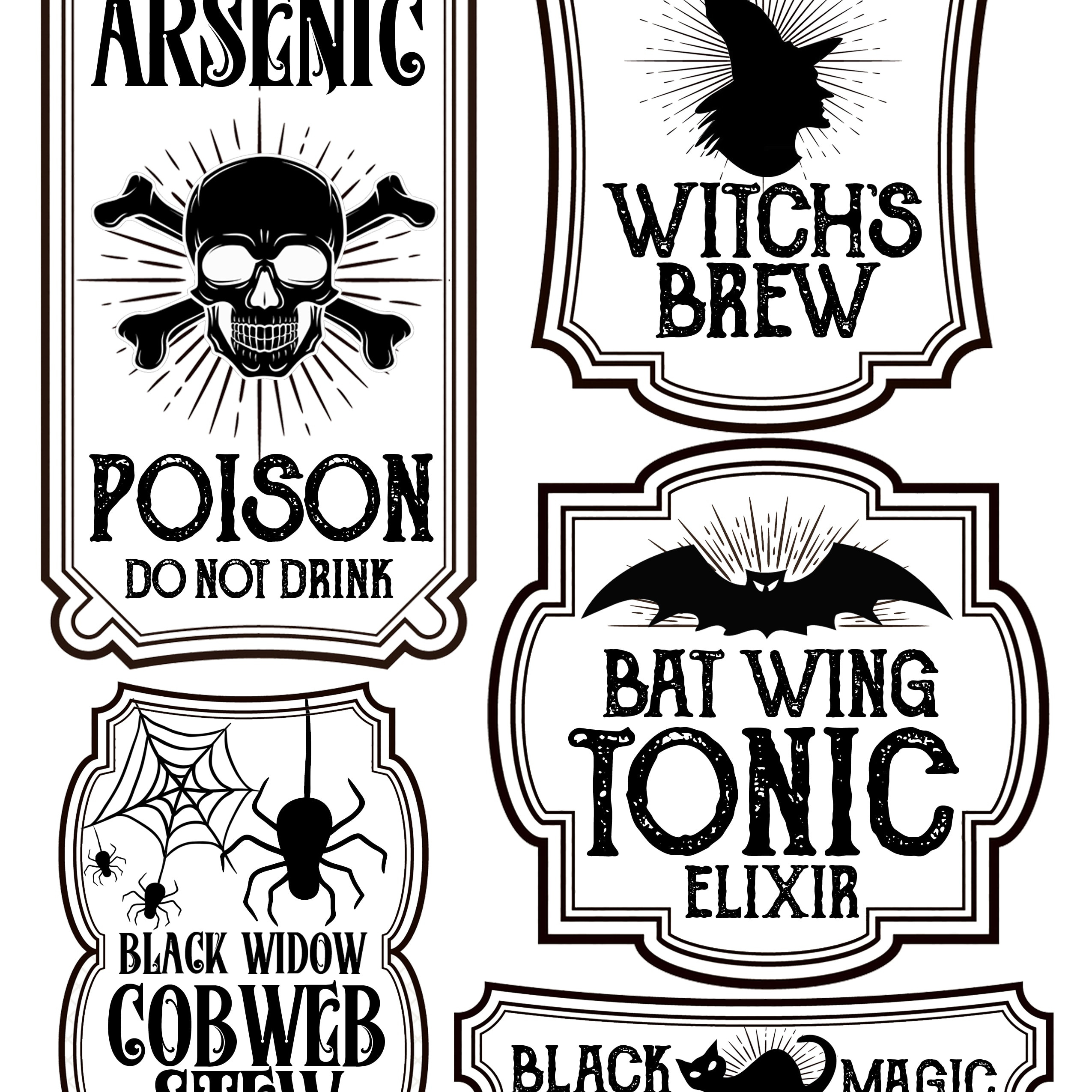Halloween Bottle Labels - Free Printables - Potions Labels for Halloween Labels For Bottles Printable Free