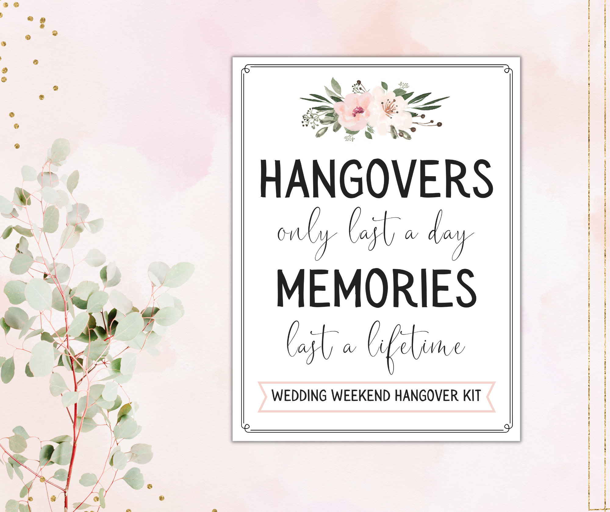 Hangover Kit Printable Tags / Braune Papiertasche / Diy in Hangover Kit Label Printable