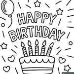 Happy Birthday Card Party Coloring Page | Easy Drawing Guides Intended For Free Printable Coloring Cards For Birthdays