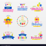 Happy Birthday Label Design Set Royalty Free Vector Image In Happy Birthday Labels Printable