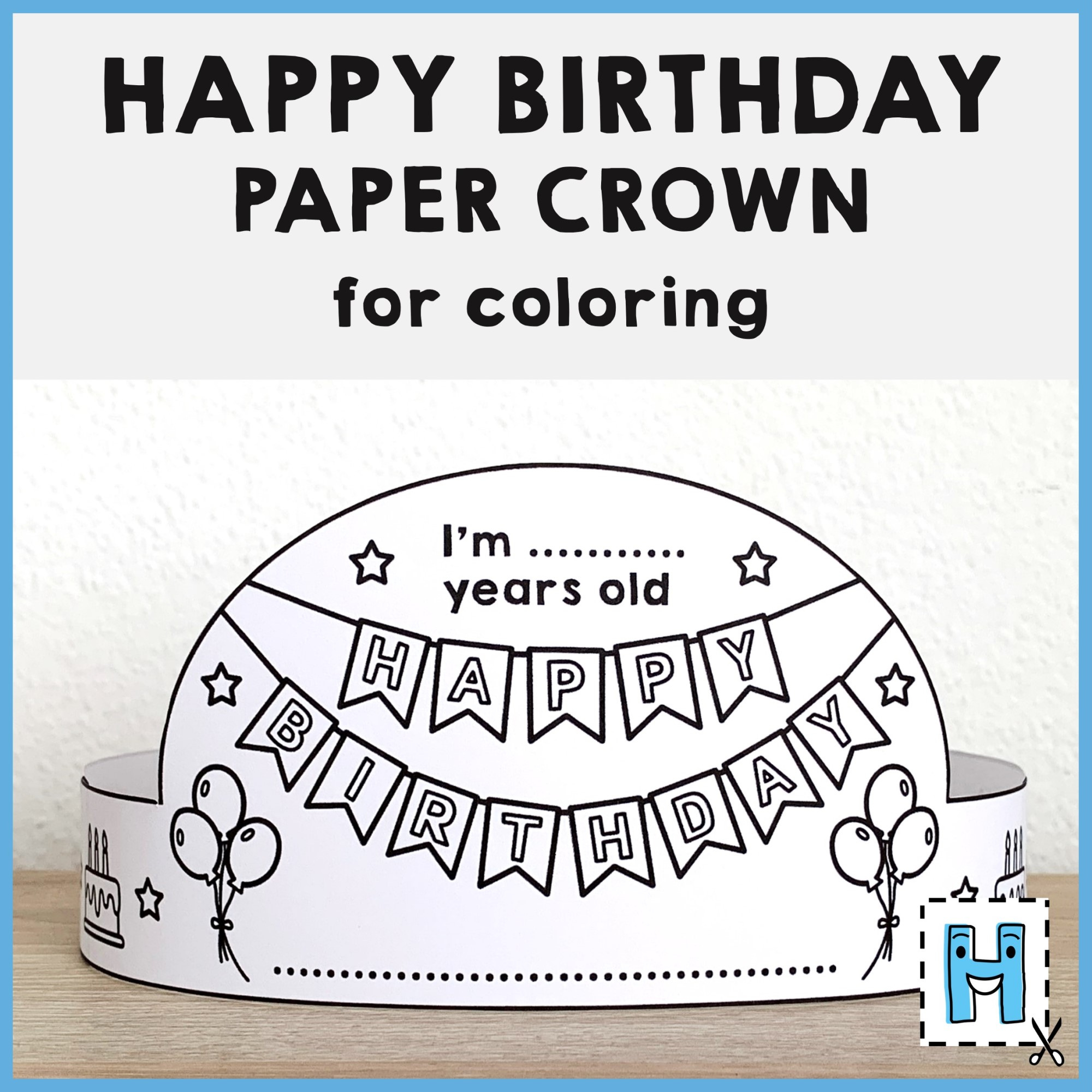 Happy Birthday Paper Crown Printable Coloring Craft Activity inside Free Printable Happy Birthday Crown Printable