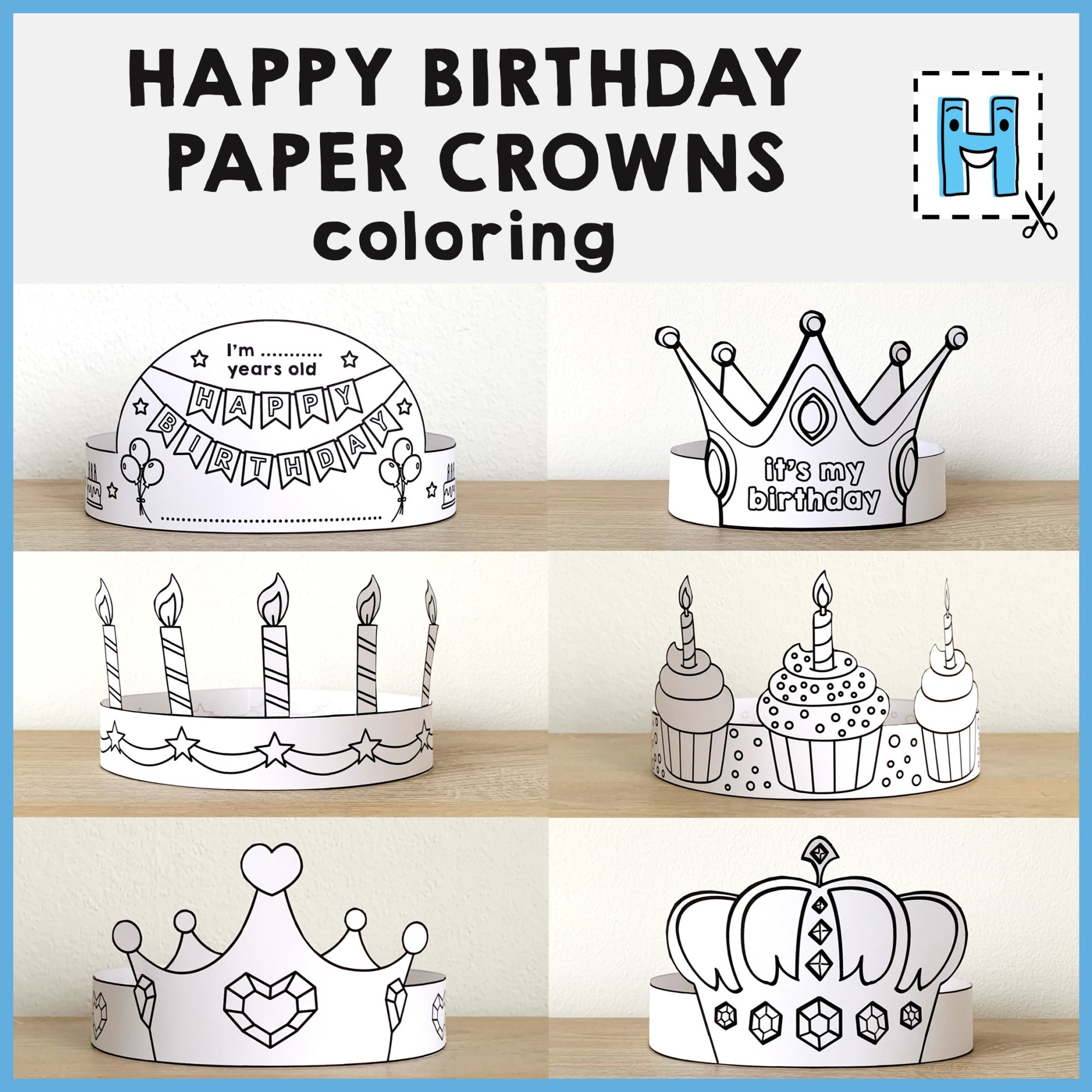 Happy Birthday Paper Crowns Headbands Hats Printable Coloring throughout Free Printable Happy Birthday Crown Printable